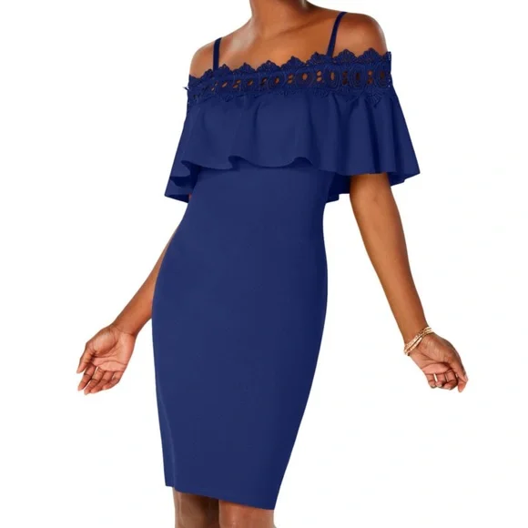 bcx blue dress BCX Womens Asymmetric Long Cocktail and Party Dress Blue XL